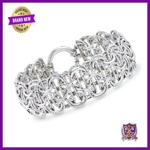 Sterling Silver Byzantine Chain Bracelet 7" Springring Clasp